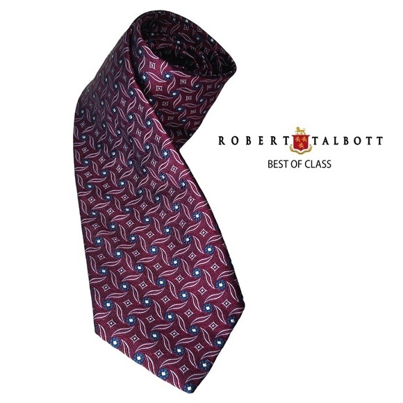 Robert Talbott Best of Class Necktie Tie Silk Textured woven Rosettes Micro Dots - Picture 1 of 11